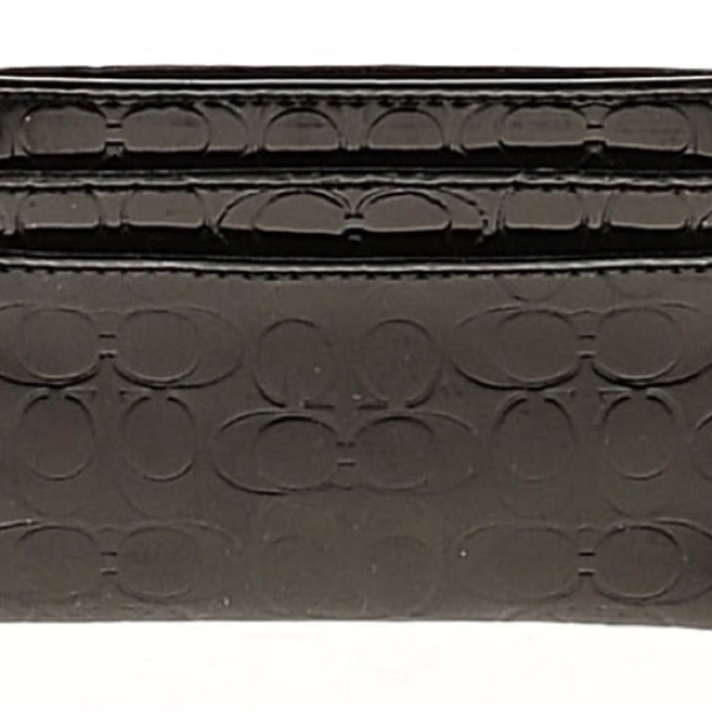 Coach Black Monogram Embossed Card Holder - Picture 2 of 3
